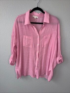 Boutique Lightweight Pink Button-Up Shirt